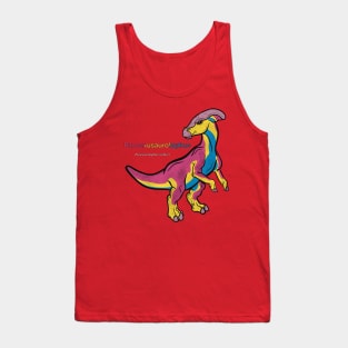 Pansexusaurolophus/Parasaurolophus Text - Pansexual Pride Tank Top